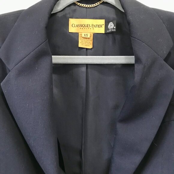 Classiques‎ Entier 100% Wool Vintage Navy Blue Women's Blazer. Size Petite XS - Picture 4 of 13